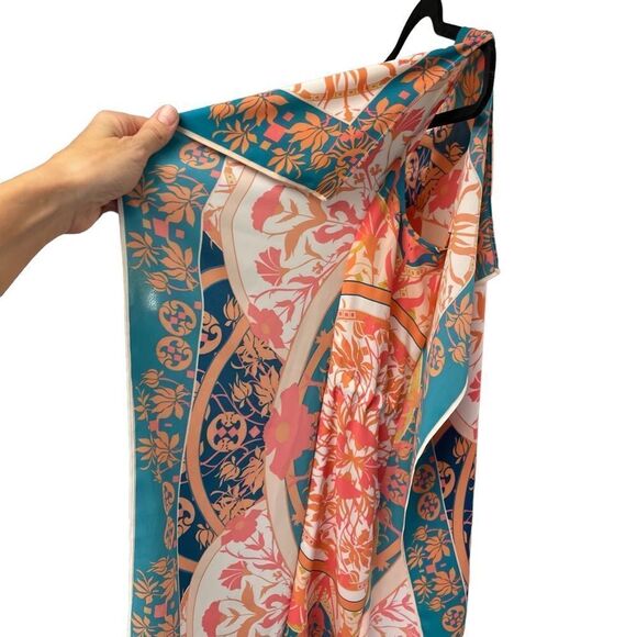 Bgbgmaxazria Iness Boho Kaftan Printed Mini Knee Length Dress Pink Blue XS - Picture 8 of 13